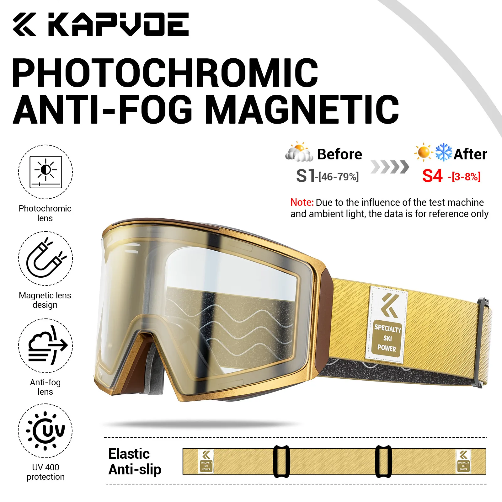 Kapvoe Occhiali da sci fotocromatici invernali Occhiali da sole antiappannamento da neve Maschera da snowboard Uomo UV400 Occhiali da motoslitta Occhiali sportivi da donna