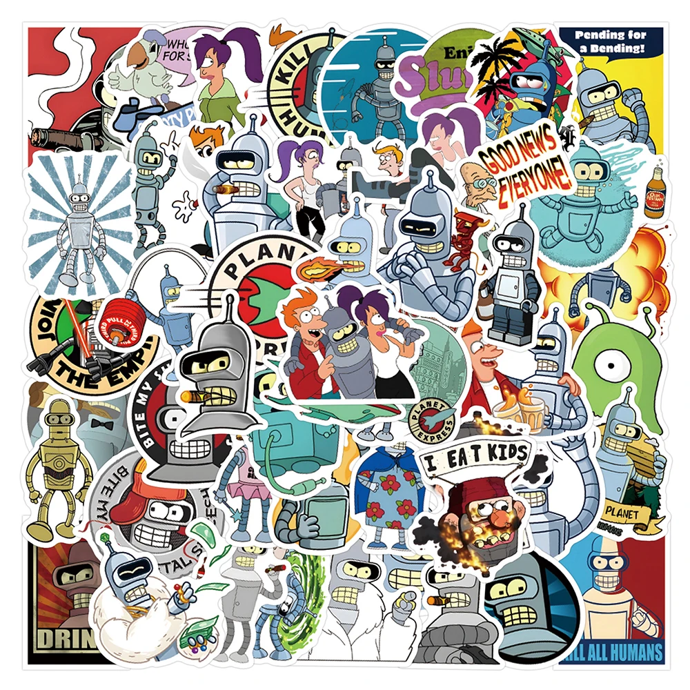 10/30/50/110pcs Cool Futurama Cartoon Stickers Toys Waterproof Graffiti Skateboard Laptop Bicycle Kids Funny Anime Sticker Packs