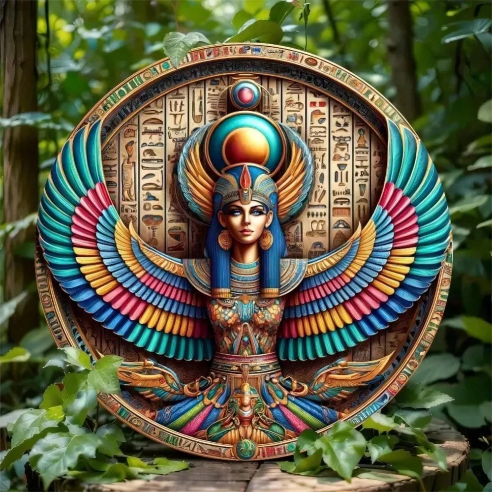 

Vibrant Egyptian Aluminum Wall Art - Elegant Decor for Home Living Room Bedroom Round Metal Art