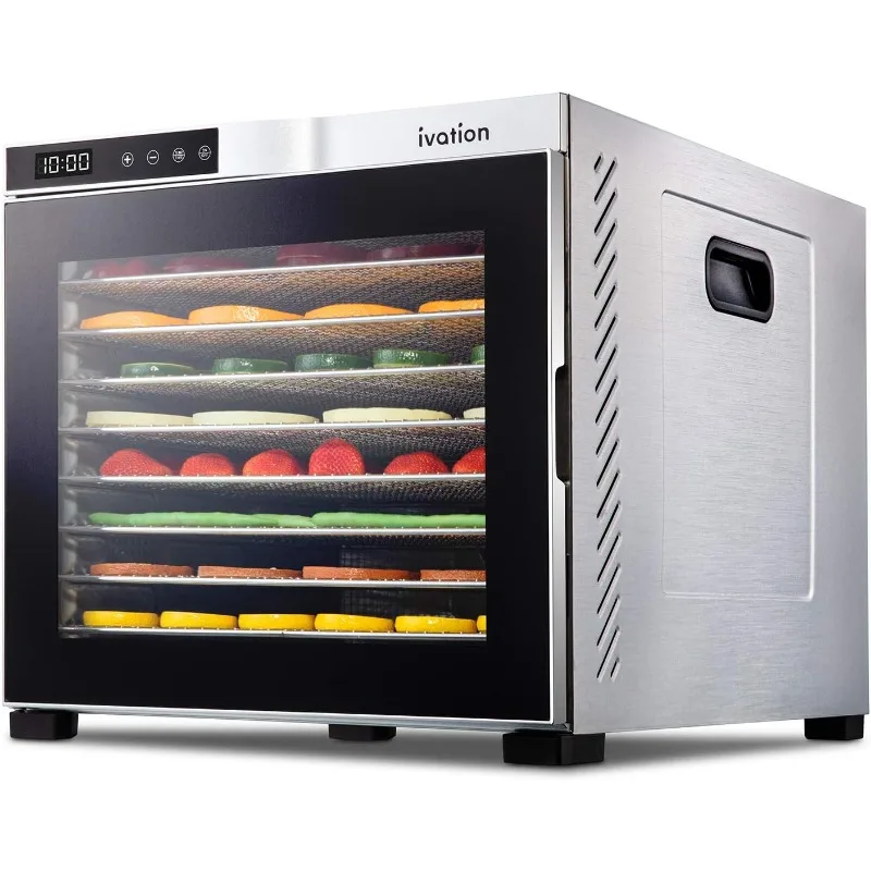 Ivation 10 Tray Commercial Food Dehydrator Machine | 1000w, Digital Adjustable Timer and Temperature Control | Dryer