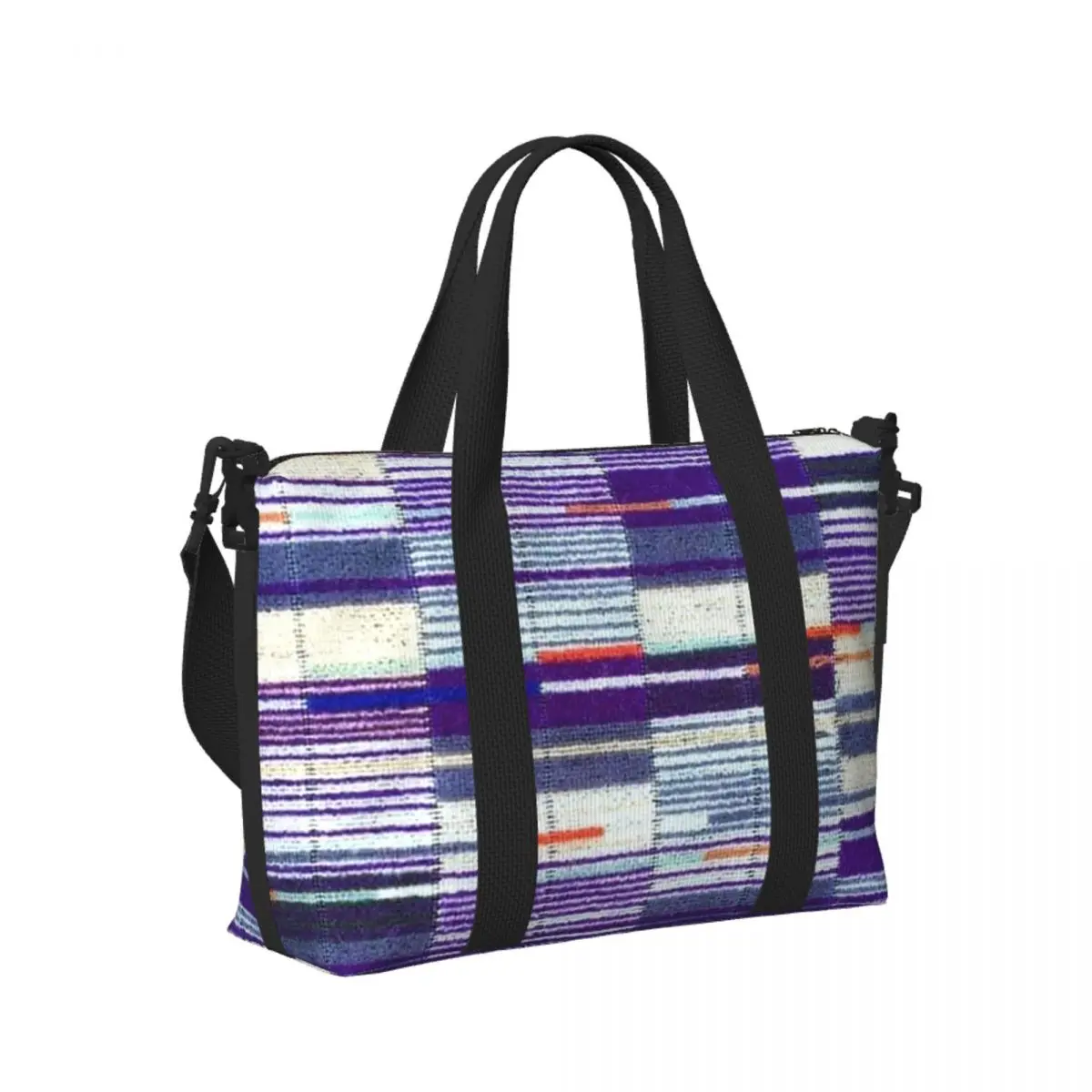 

Elizabeth Line Underground Moquette Seat Cover Beach Travel Bag Tote Bags for Gym Sport Women Shopping Duffle Shoulder Bag
