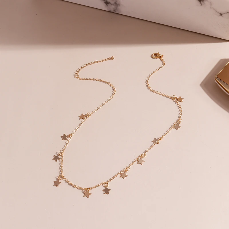 Aihua Gold Farbe Tiny Star Anhänger Halskette für Frauen Einfache Pentagon-Stern Choker Halsketten Mode Weibliche Schmuck Geschenke – Detail 8