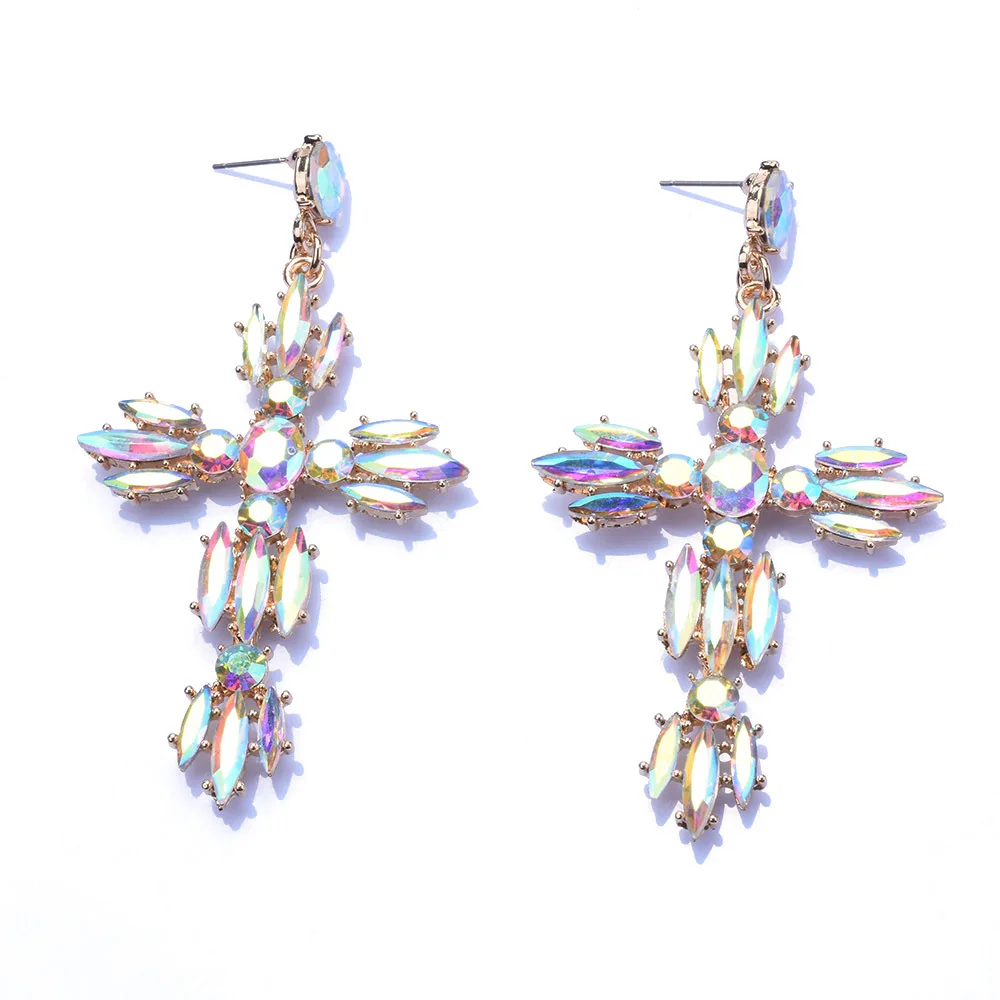 Bohemian earrings, long star cross diamond earrings, cross-border accessories are sent overseas.