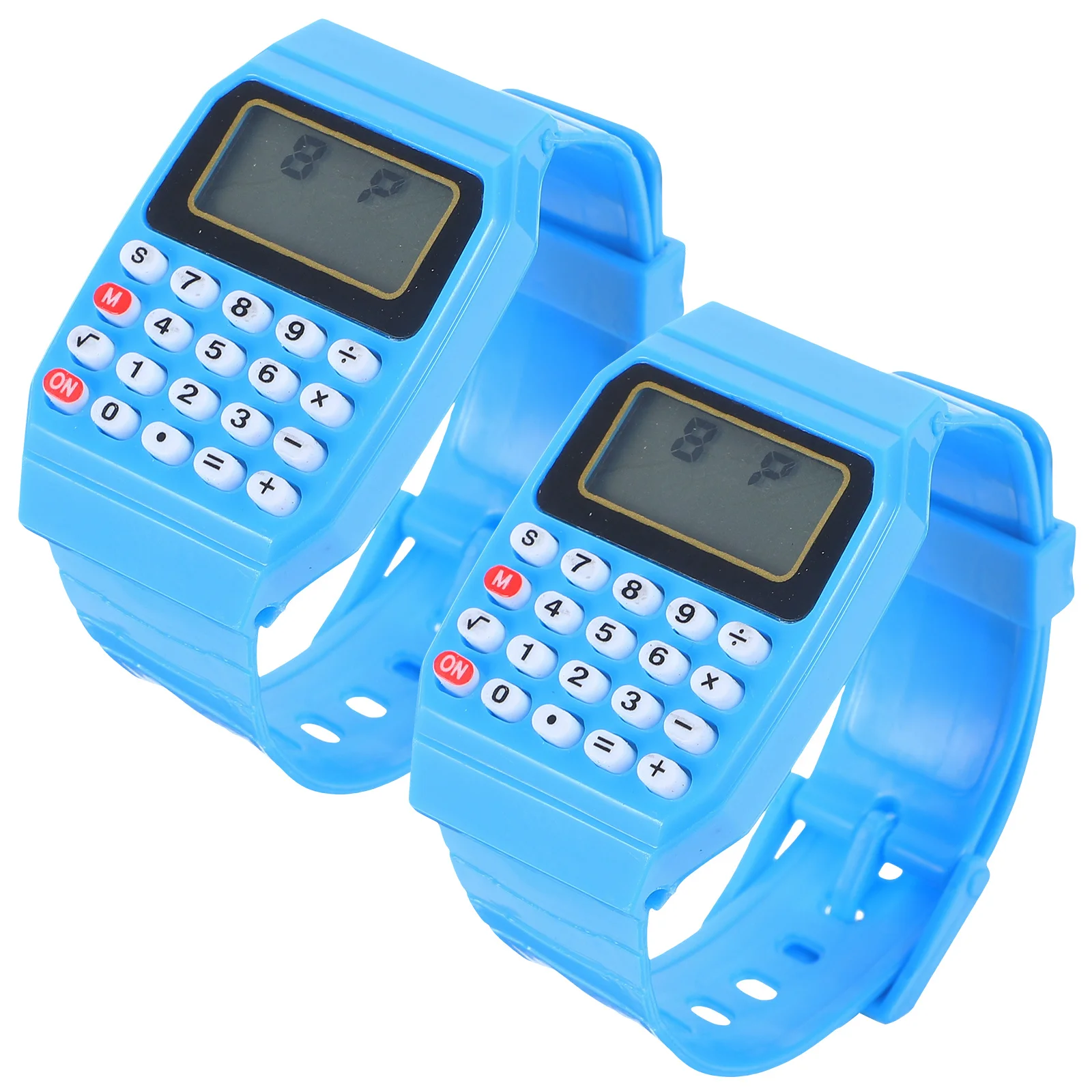 2Pcs Blue Calculator Watch for Children Creative Aid Wearable Math Device Comfortable Gift for Kids
