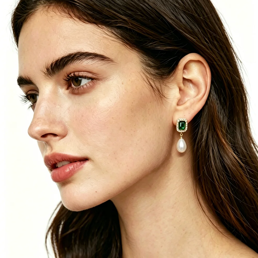 Real Natural Pearl Earrings Women,Wedding Hanging Cultured Freshwater Earring with White Pearl Mother Anniversary Gift Black - view 6