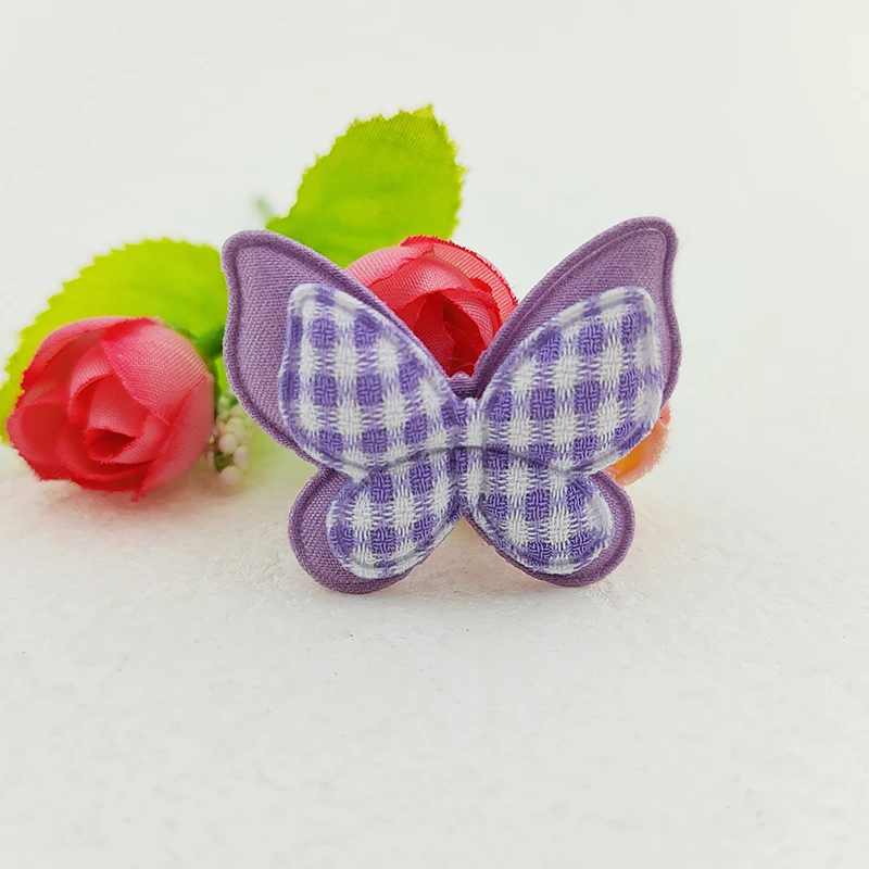 30 Stück 4,2*3,2 cm Gingham Zweischichtige Schmetterlingsapplikationen für Kleidung, Hüte, Nähzubehör, DIY-Kopfschmuck, Haarspangen, Schleifendekoration, Aufnäher – Detail 8