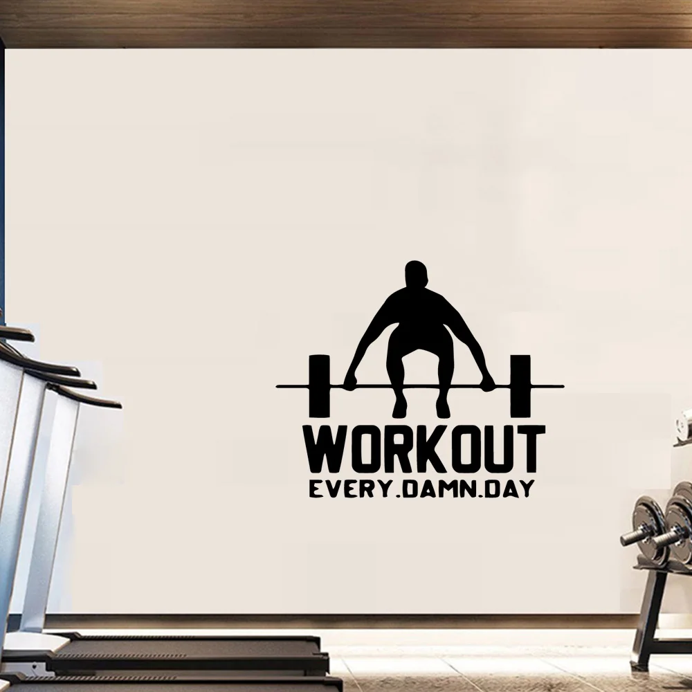 

1 pc work out every damnday for gym Wall Sticker Pvc Modern Fashion Wallsticker For gym Decoration Art Decor Wallpaper