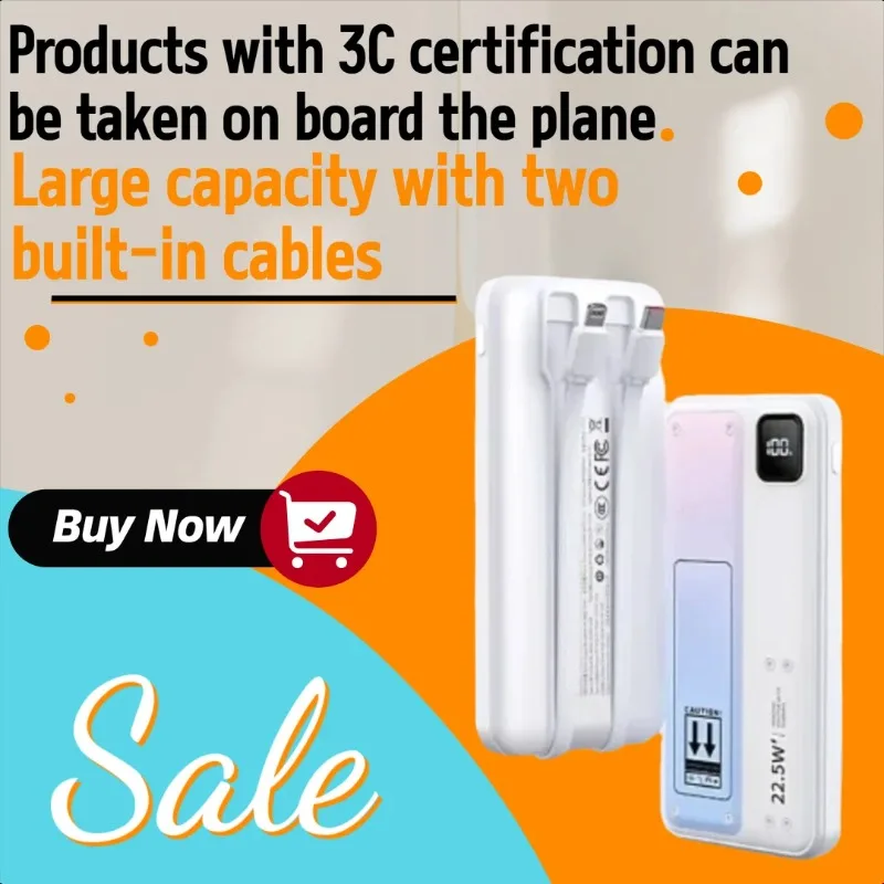 

3C Certified Power Bank 20000mAh Large Capacity Fast Charging Built-in Dual Cables Specially Designed for Apple