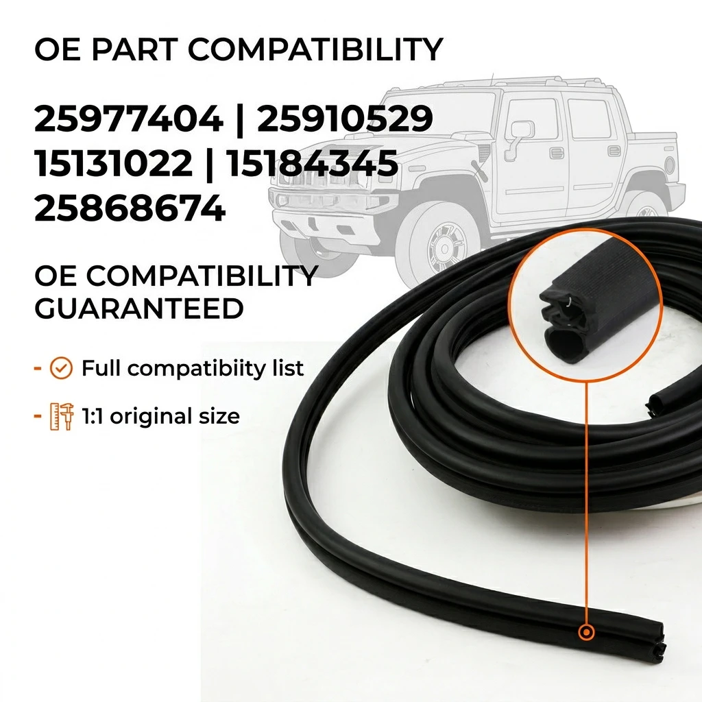 1PCS Left/Right Front Door Rubber Seal Weatherstrip 25977404 For Hummer H2 2003-2009 25910529 15131022 15184345 25868674