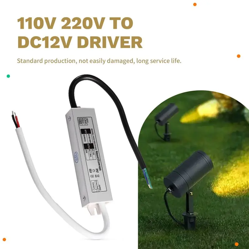 ABJF-Waterproof LED Power Supply 20W 110V 220V To DC12V Driver For Leds Spotlights Transformer IP67