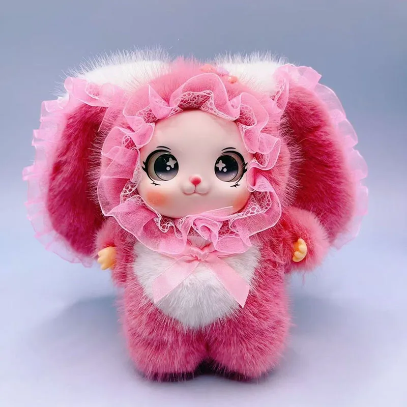 

Cute Lace Rabbit Plush Doll with Soft and Fluffy Big Ears Rabbit Plush Animal Bow Children's Girl Home Decoration and Gifts