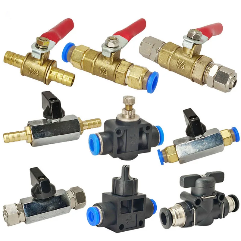 Pneumatic Ball Valve Quick Fitting 4 6mm 8mm 10mm 12mm Compressor Air Hose Water Tube Needle Adjust Flow Control Crane Coupling