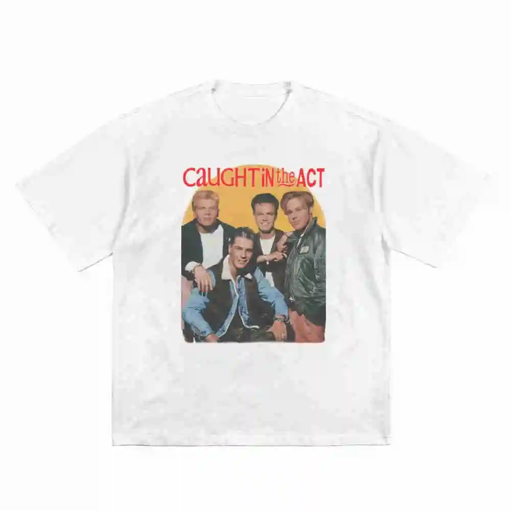 Caught In The Act Vintage 1990s Retro Short Sleeve Tee 100% Cotton T-Shirt
