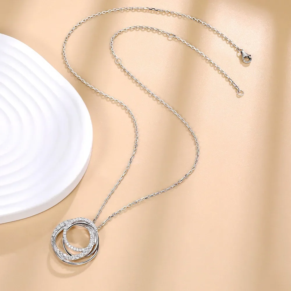 Full Moissanite Pendant Necklace for Women D VVS1 18K White Gold Plated 925 Sterling Silver Lab Diamond Chain Luxury Jewelry
