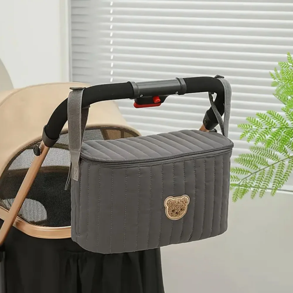 

Quilted Stroller Hanging Organizer Bag - Lightweight Portable Foldable Travel Essentials Pouch with Multiple Compartments