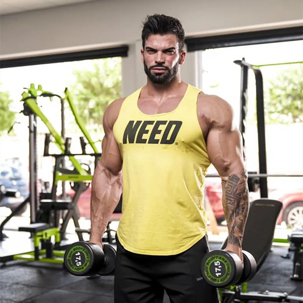 

Cotton New Bodybuilding Tank Tops Summer Men Gym Fitness Sleeveless Shirt Male Casual Stringer Singlet Vest Training Clothing