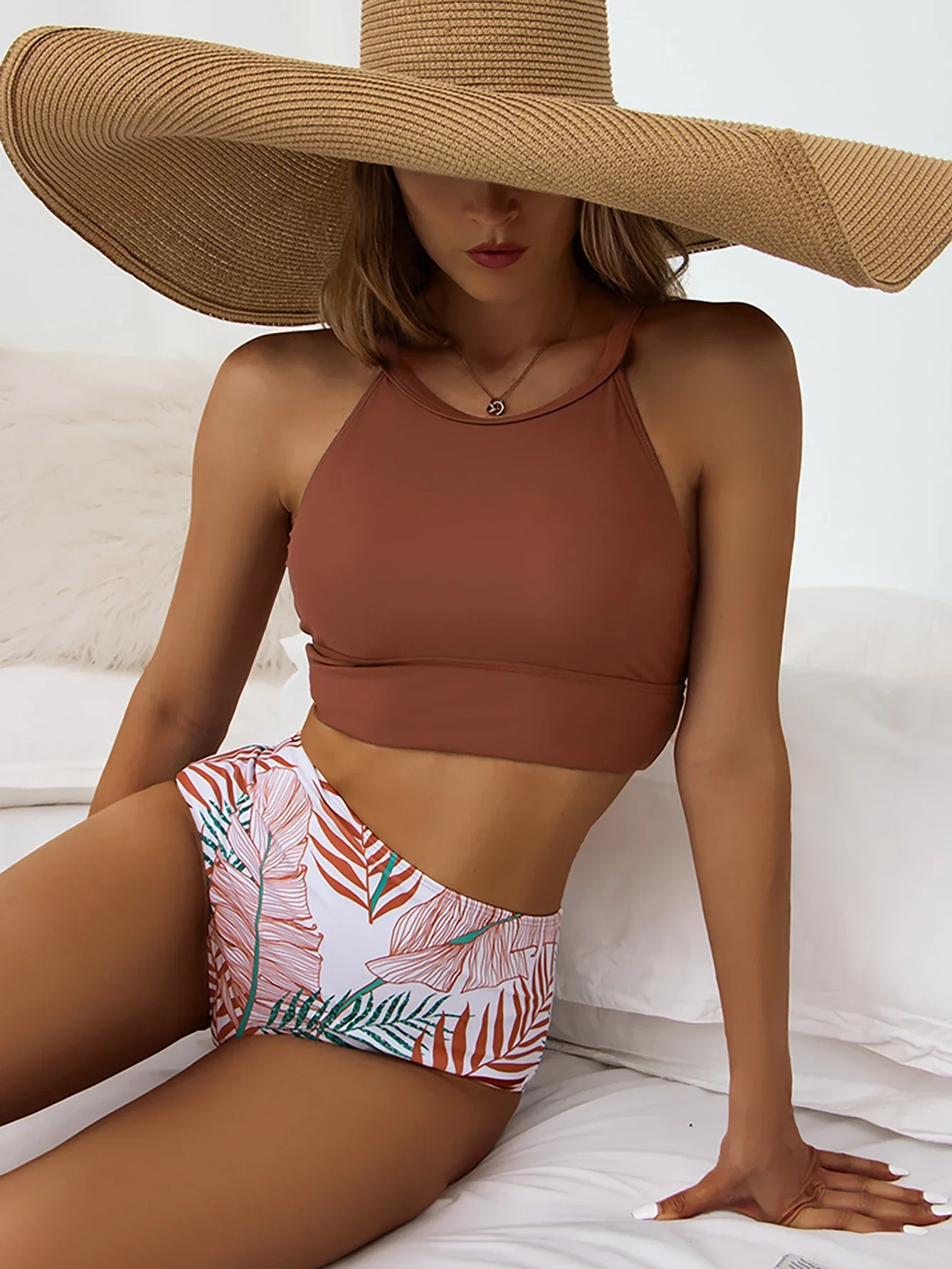 High Waist Bikini 2025 Swimsuit Woman High Neck Swimwear Female 2 Pieces Swimming for Women Bathing Suit Bikinis Sets Beach Wear