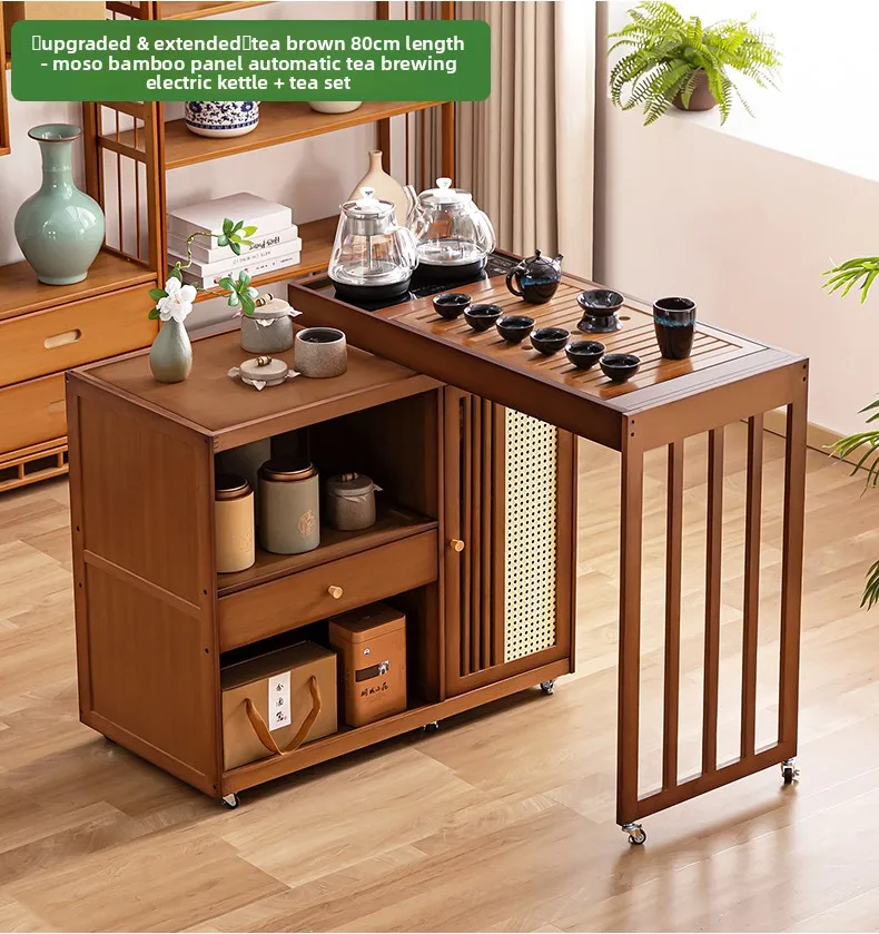2025 Hot Selling Portable Tea Table with Heating Kettle for Home Balcony Tea Ceremony