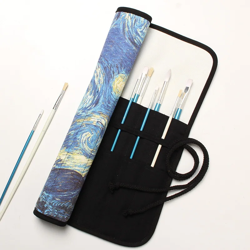 Canvas Watercolor Pen Storage Bag Painting Pen Case Brush Roller Shutter Portable Pencil Case Sketching Storage Bag Pencil Bags