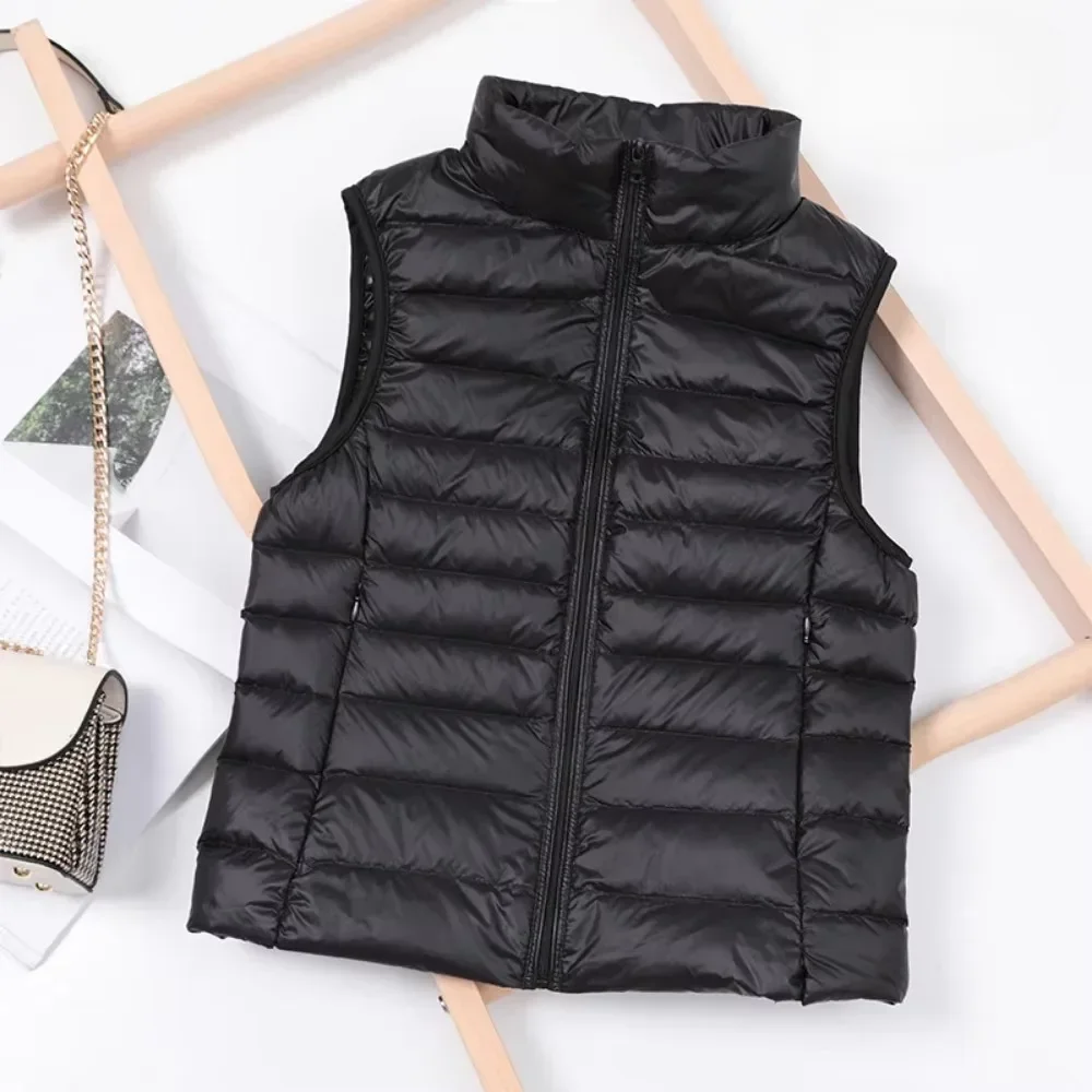 

Women 2025 White Duck Down Jacket Vest Autumn Winter New Sleeveless Waistcoat Warm Lightweight Puffer Jacket Female Tops Outwear