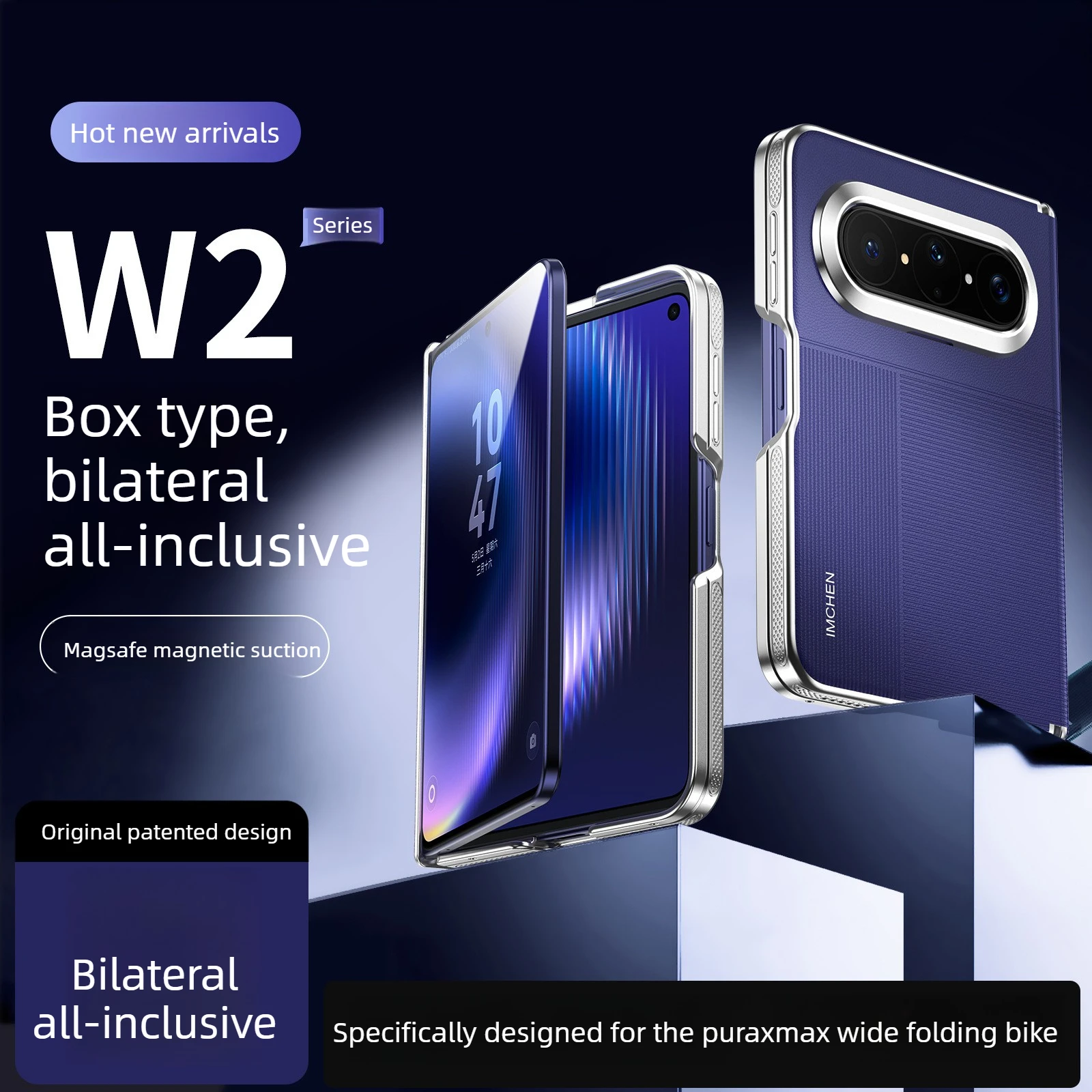 

Hinge full-coverage protection magnetic phone case for huawei pura x max - new box-style original texture case for pura x max CE