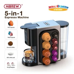 HiBREW-Máquina de Café para Cafetaria Quente e Fria, 5in 1, 19Bar, Dolce Gusto, Cápsula de Leite e Nexpresso, Vagem ESE, Máquina de Café Moída, H3A