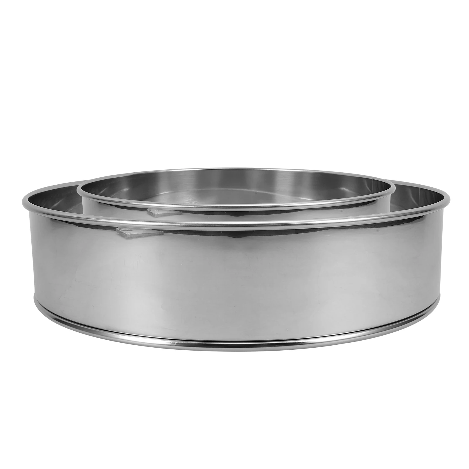 

2pcs Stainless Steel Round Flour Fine Mesh Baking Tool Kitchen Sifting Sieve Strainer Drum Sieve For Mashed Potato Large