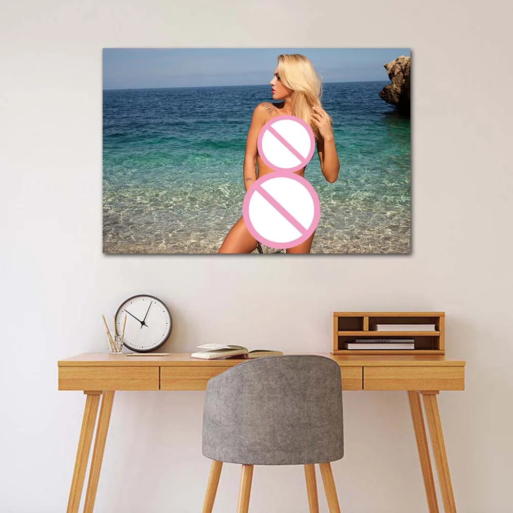 Seaside Blonde Beauty Picture Modern Aesthetic Wall Art Room Decor Poster Canvas Print Paintings No Frame