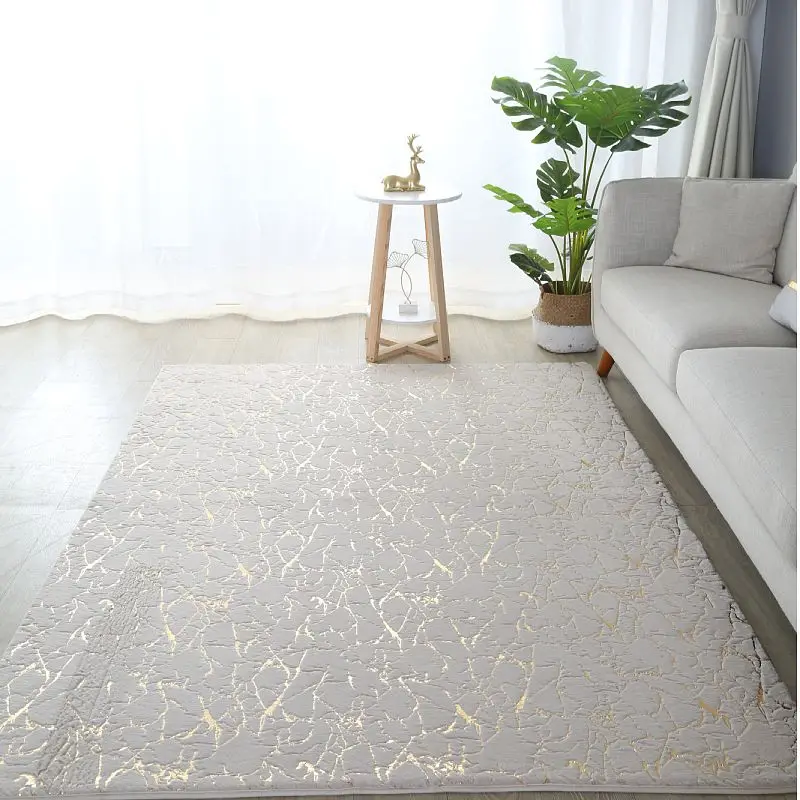 Nordic Luxury Golden Marble Carpet for Living Room Texture Decor Bedroom Washable Fluffy Rug Lounge Coffee Tables Non-slip Mats