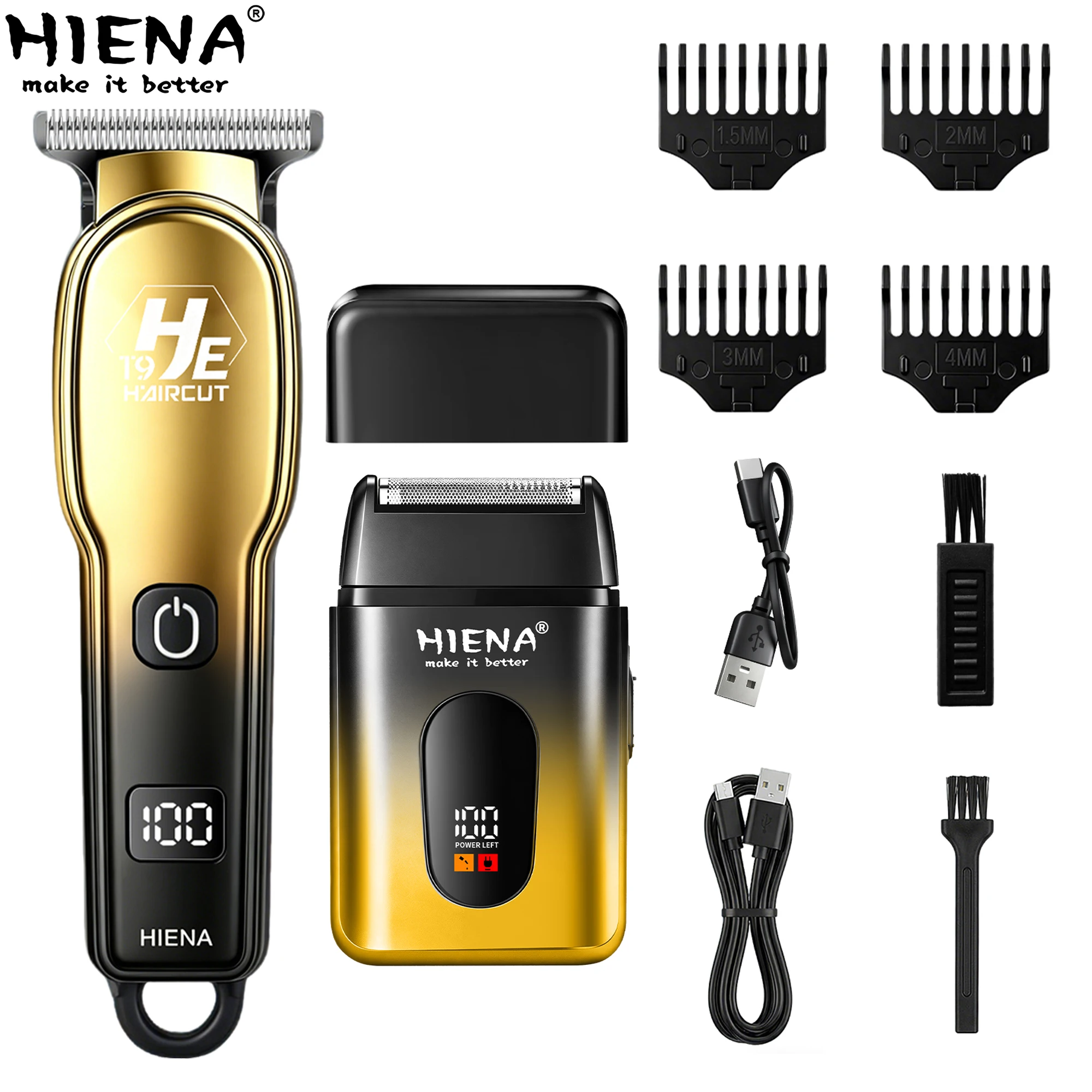 1/2 Pieces Electric Razor Bread Trimmer For Man Professional Gradient Color Hair Clippers Set Barber Cordless Haircut Machine