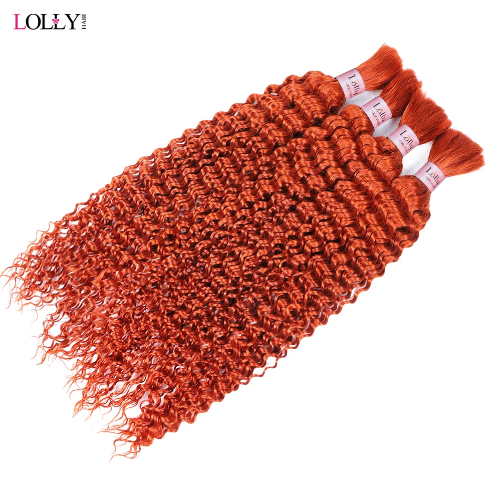 Ginger Colored Bulk Human Hair For Braiding Deep Wave Human Hair Bundles No Weft Bundles For Women Hair Extensions 100g