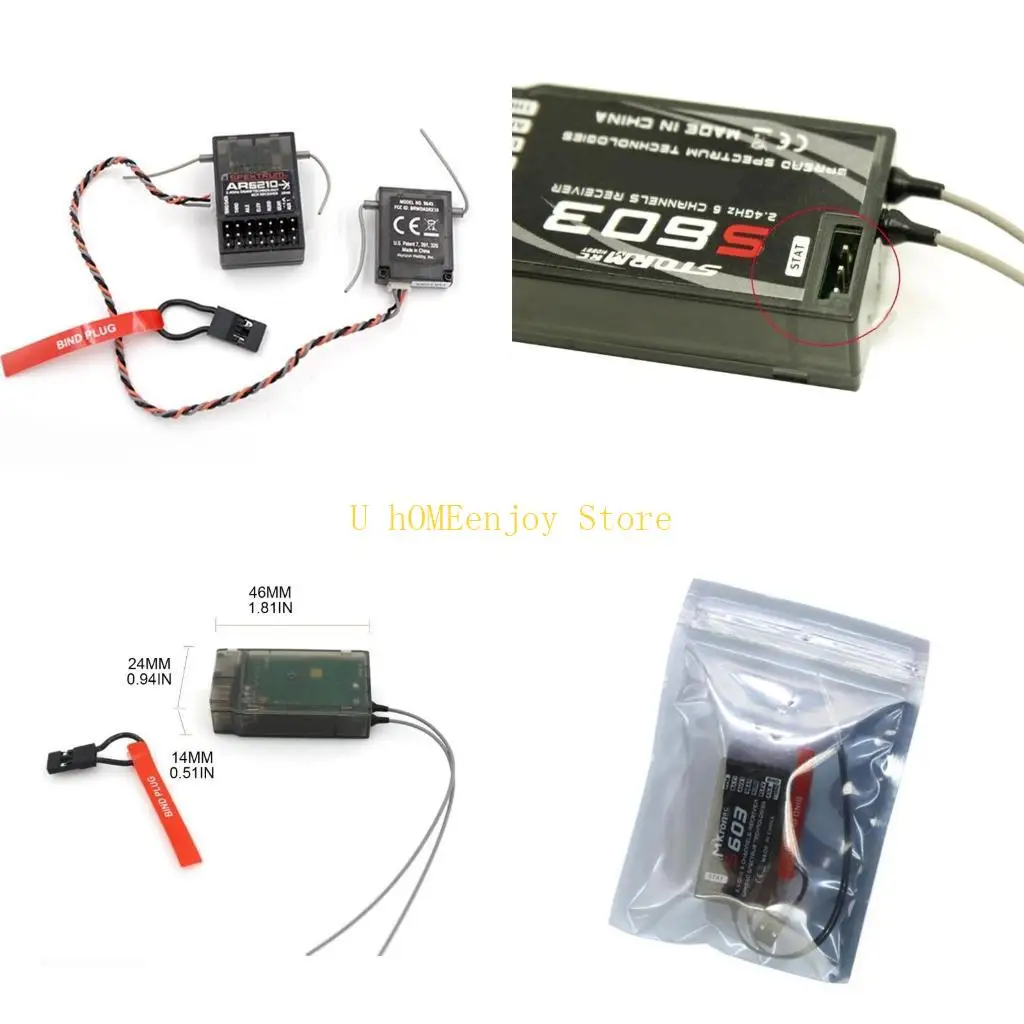 

B0KF for JRX9503 / X9303 DX6i DX7s 6CH 2.4G Receiver Dual Antenna Replace AR6210