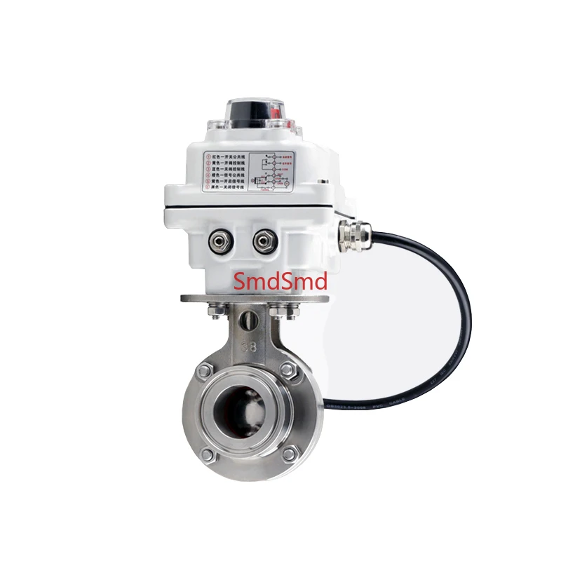 19/25/32/38/51/76mm Stainless Steel Electric Butterfly Valve Sanitary Motorized Clamp-Type Butterfly Valve 220VAC Mini Motor