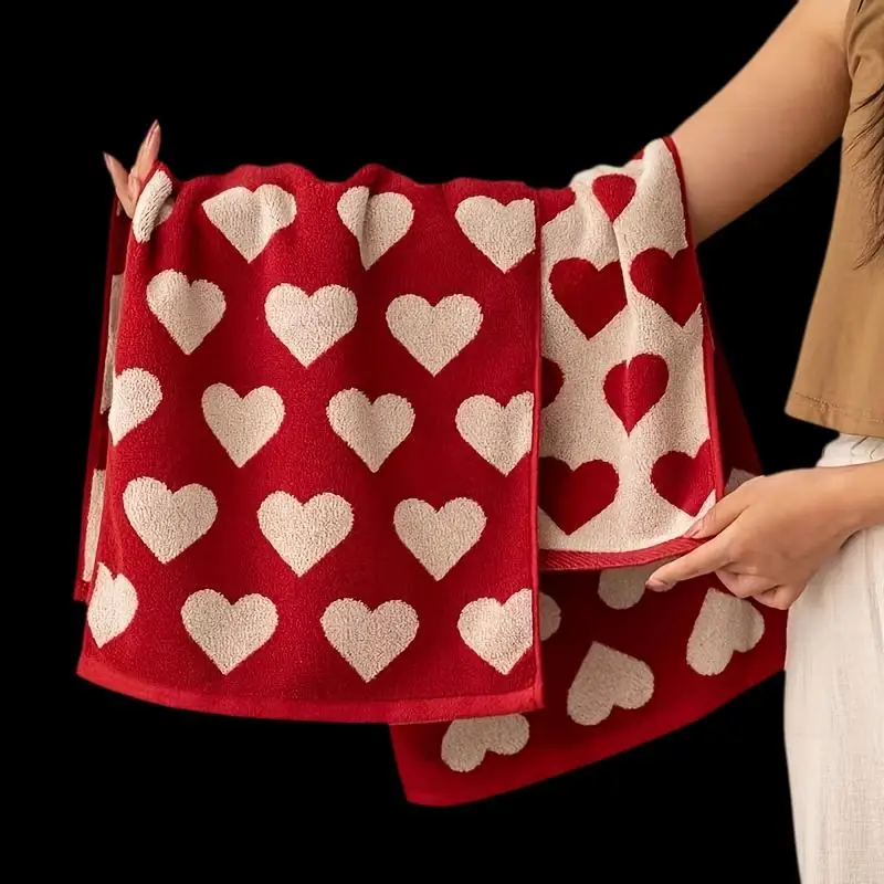 Heart Cotton Towel Red Soft Face Bath Towels Absorbent Shower Towel For Bathroom Adults Couple Wedding Valentine's Day Gift