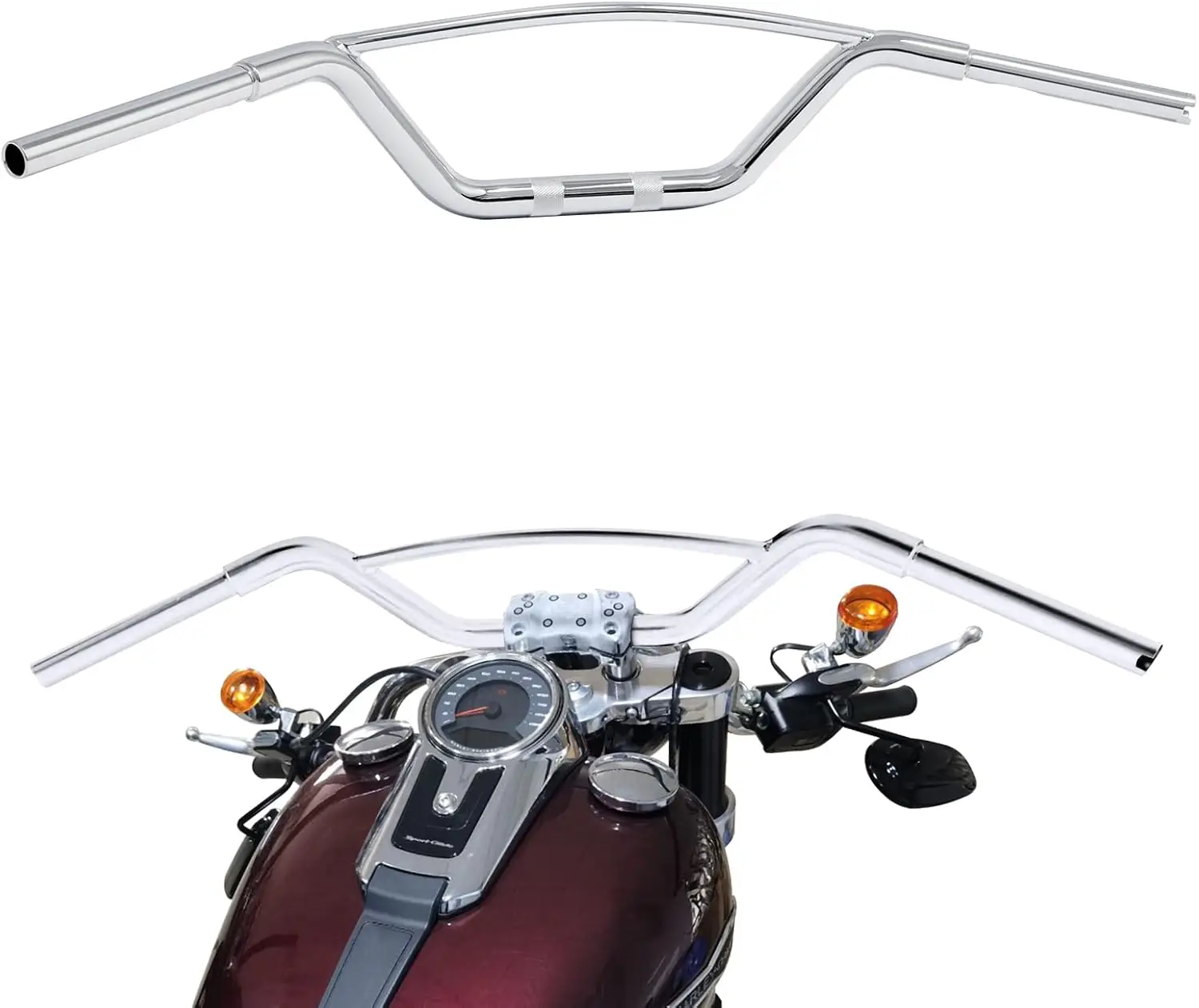 

Руль 6 дюймов с подъемом 1-1/4 дюйма Fat Hollywood Ape, подходит для Harley Softail Slim Deluxe Heritage Classic Dyna Street Bob Wide Glide Low Ri