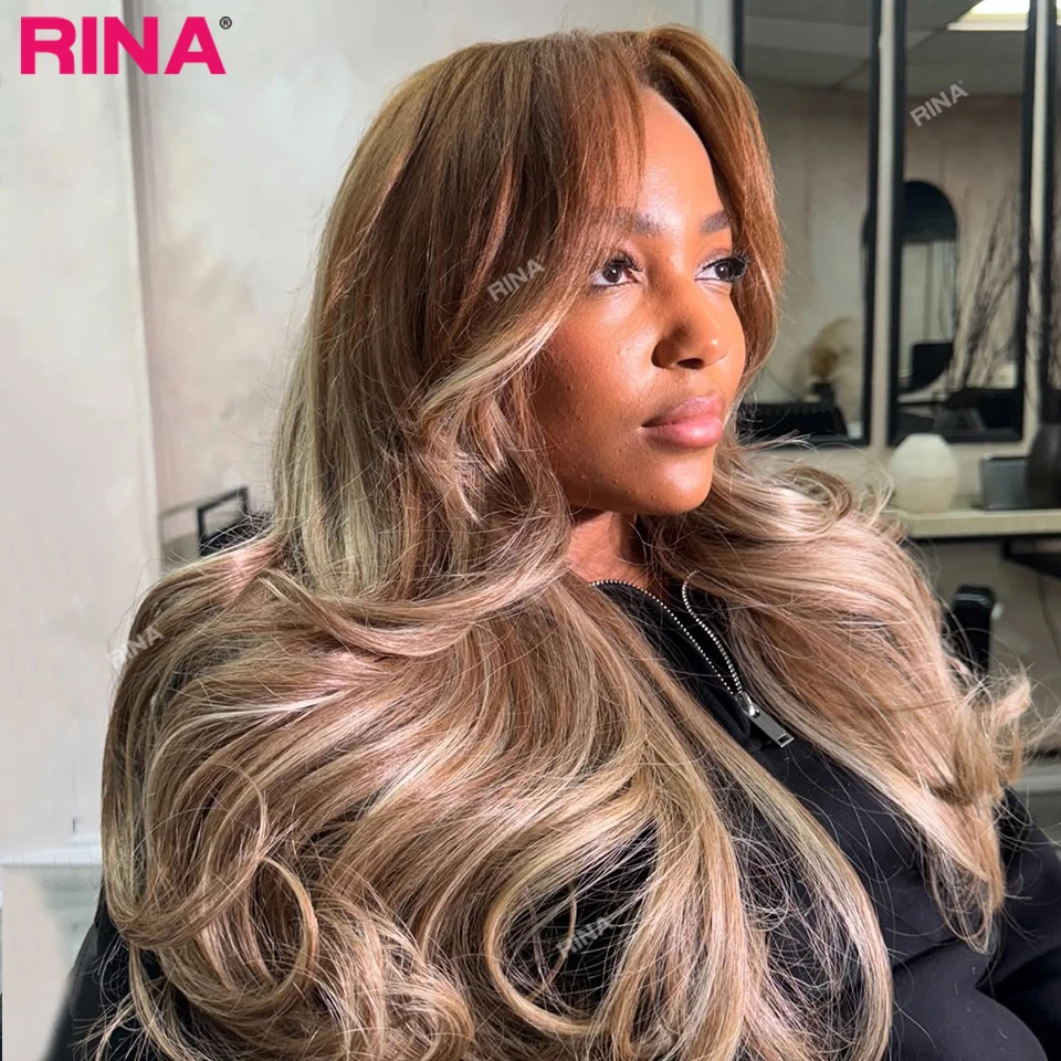 

13X6 13X4 Body Wave Lace Frontal Wig Ombre Blonde Highlight Colored 5X5 Lace Closure Wig Transparent Lace For Women Human Hair