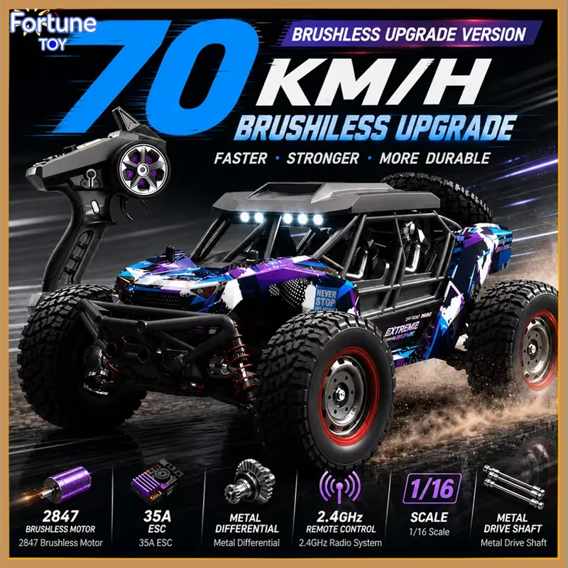 Brushless Rc Off Road Vehicle 16106pro 1:16 Full Scale 70km/H 2.4 Ghz 4wd Drift High Speed Hobby Racing Car Model Christmas Gift