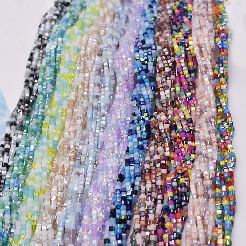 Candy Color 3mm About 180pcs/lot Cube Czech Glass Beads Cube Square Glass Loose Space Beads For Jewelry Making DIY Handmade