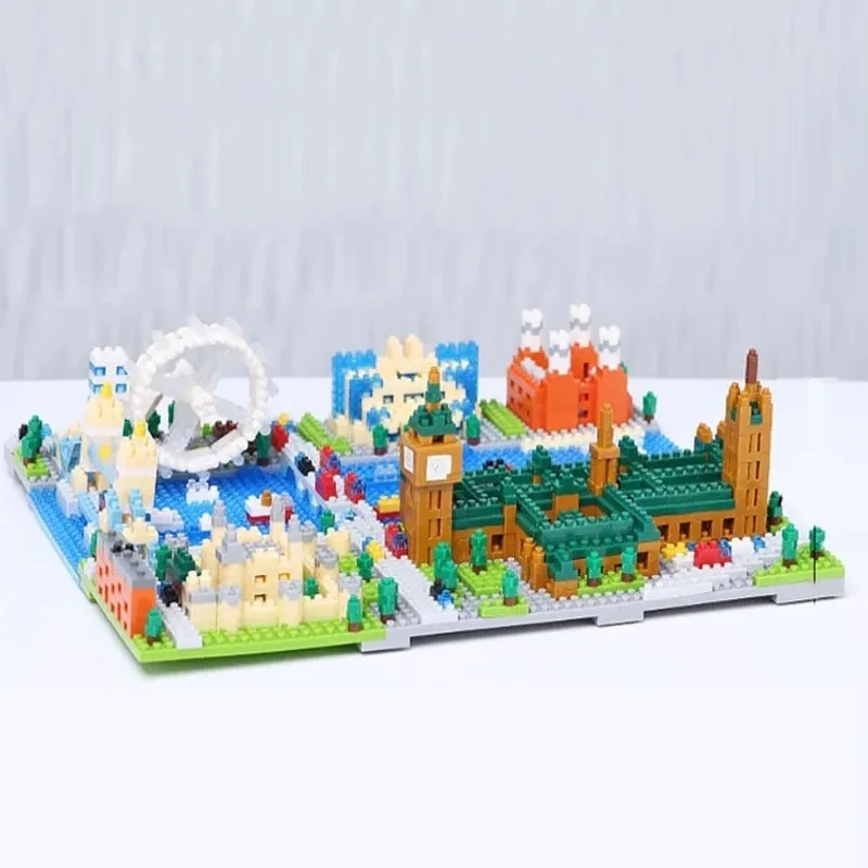 Mini bloques de construcción de arquitectura de Nueva York y Londres, barco Titanic RMS, partículas de diamante, ladrillo en miniatura DIY, juguetes educativos para niños