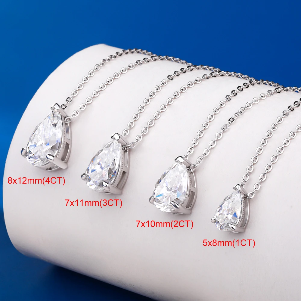1‑5CT Optional Pear‑Cut Solitaire Waterdrop Moissanite Pendant Necklace for Women,925 Sterling Silver Base 18K Gold Plated Neck Chain,Fine Neck Jewelry for Wedding Party Anniversary Birthday Holiday Gift Accessories