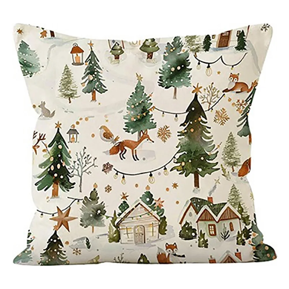 Snowy Forest Pillowcase Patterns Suitable for Sofa Car Bedroom Decorative Cushion Cover Pillow Cover