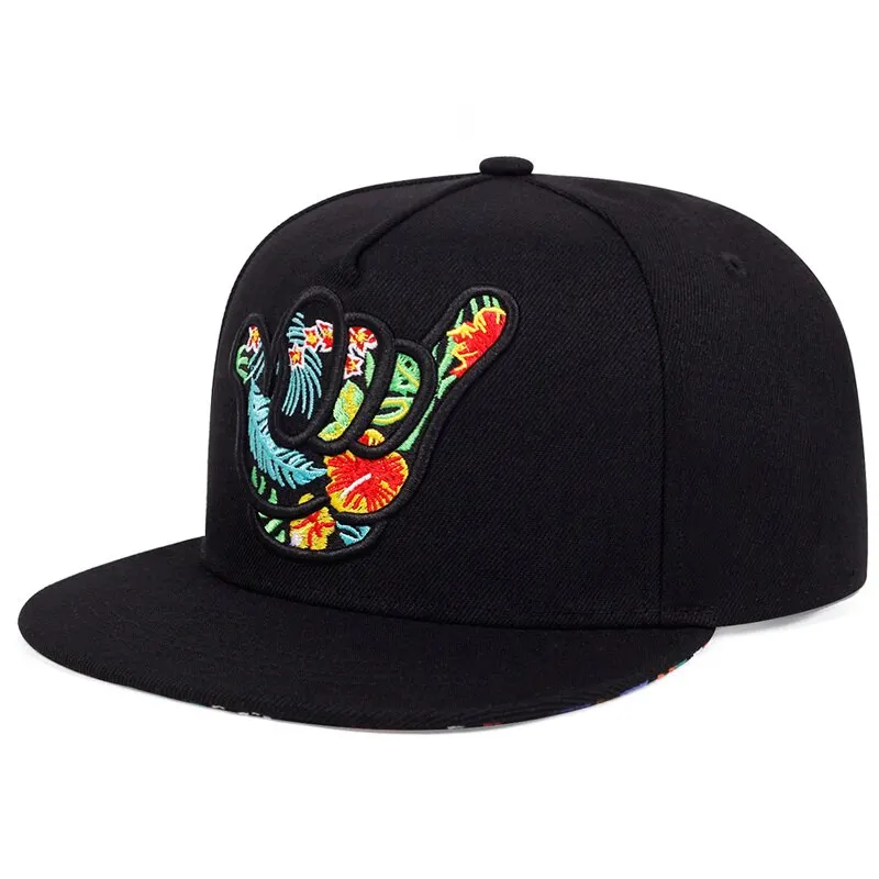 Unisex Colorful Fingers Embroidery Hip-hop Hats Outdoor Adjustable Casual Baseball Caps Sunscreen Hat