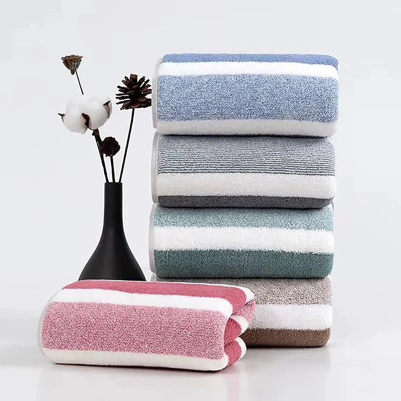 Thickened Absorbent Bath Towel Soft Face Towel For Home Striped Pattern Towel Set Soft Hand Towel Bath Towel Quick Drying Towel