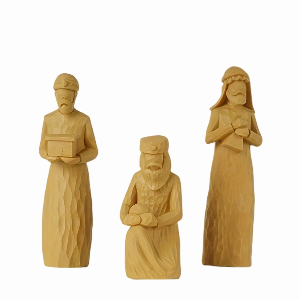 

Jesus brown 3-piece set of hand-painted figures, Christ's birth resin sculpture, bedroom, living room, desktop decoration