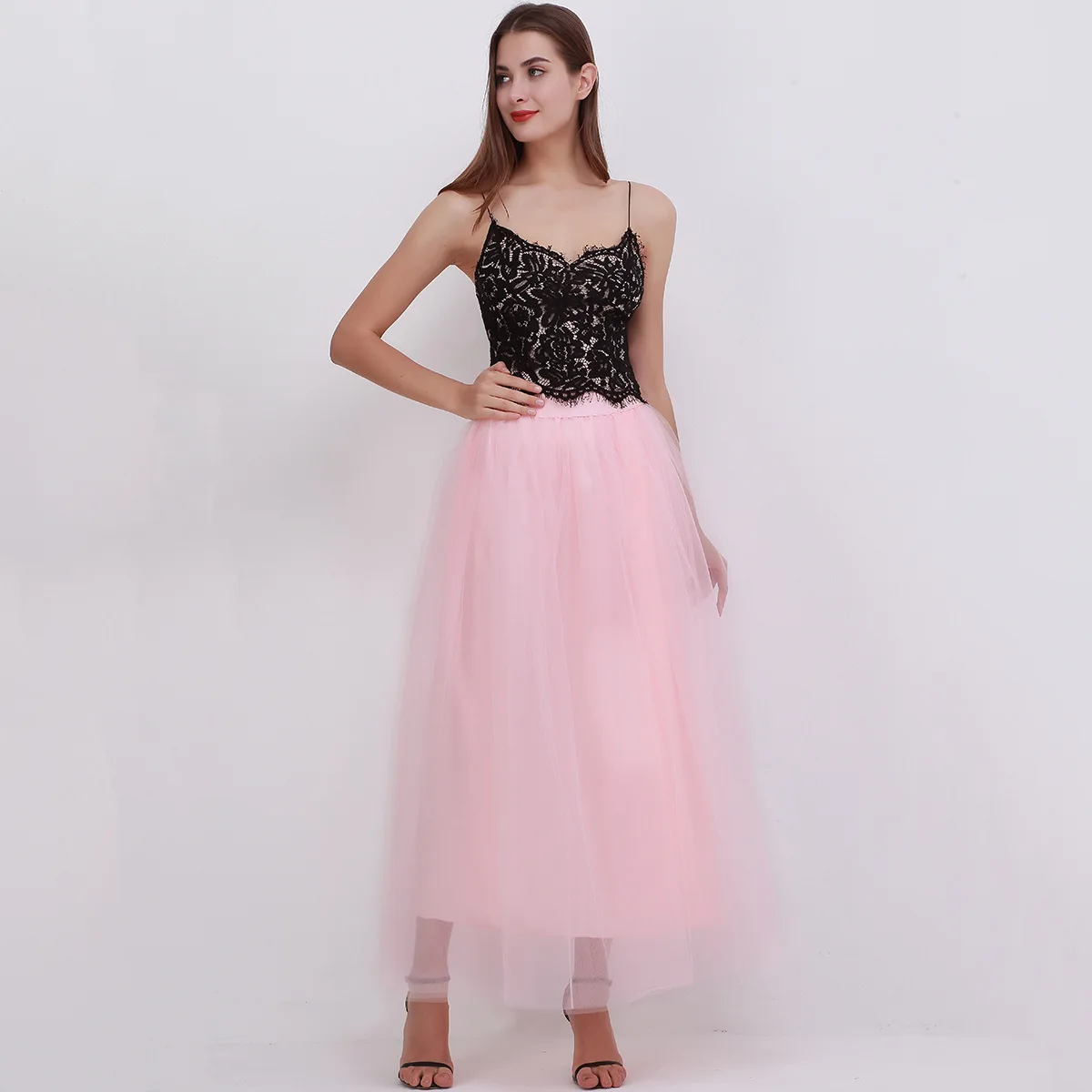 Rok Ketat Populer Wanita 100 Cm Rok Jaring Rok Tulle Rok Tulle Lucu Rok Bawahan Temperamen Panjang Elegan