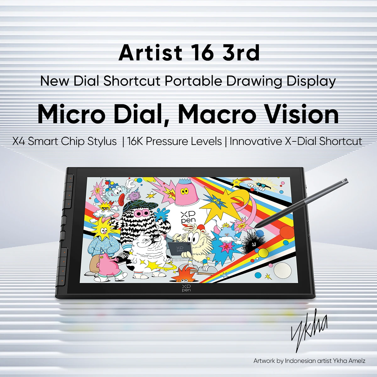 XPPen Artist 16 (Gen 3) 15,4-Zoll Tragbares Zeichendisplay mit 8 Schnelltasten 2 Drehreglern X4 Smart Chip Stylus für Windows Mac Android – Detail 1