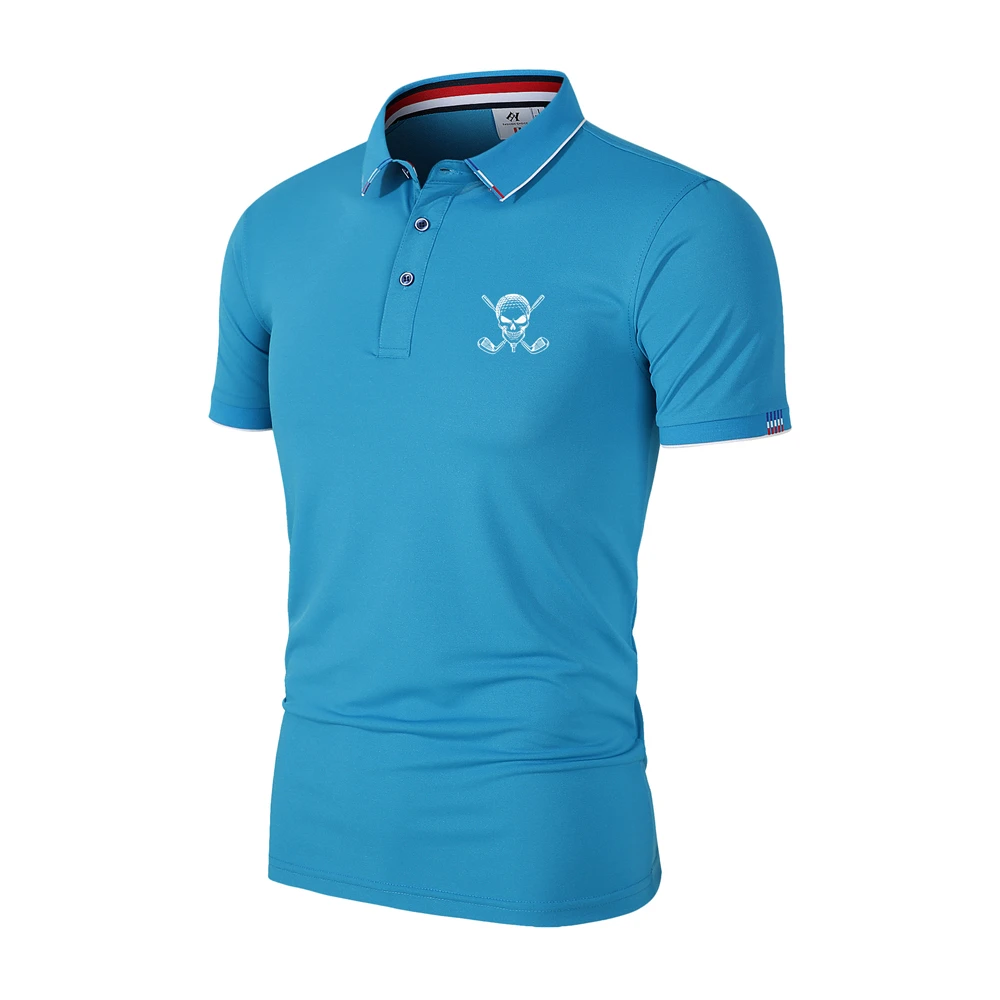Nowa czaszka Golf Logo męska koszulka Polo spersonalizowana moda Slim Fit szybkoschnąca odzież golfowa sportowa na świeżym powietrzu