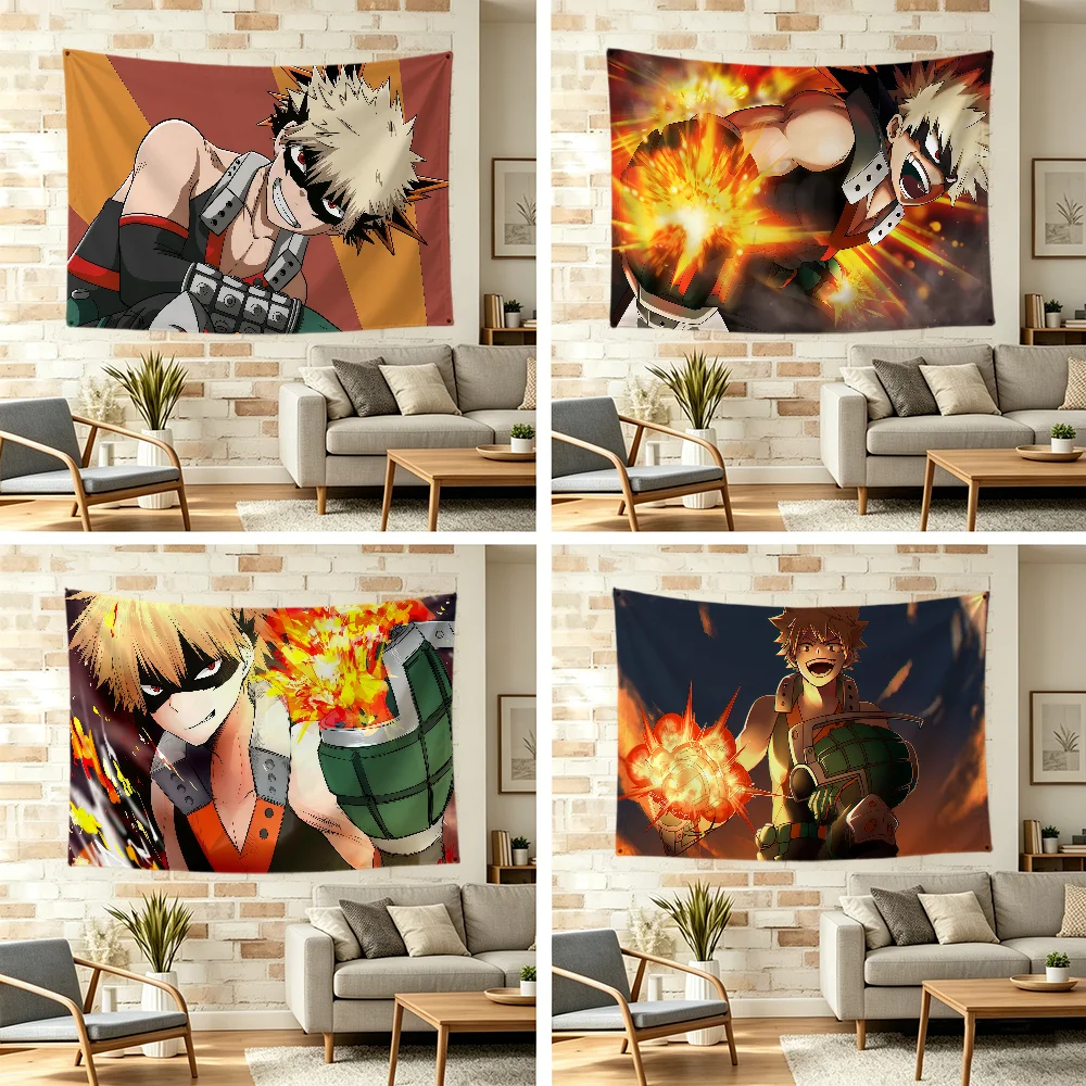 Anime B-Bakugo K-KatsukiS Flag Durable Outdoor Indoor Patio Festive Decoration Classic Design Pole Wall Room Banner