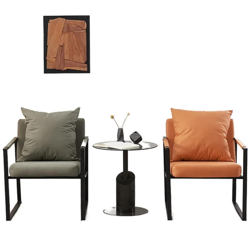 

Single sofa chair Lazy sofa Italian light luxury wrought iron simple leisure chair Small apartment living room tiger chair