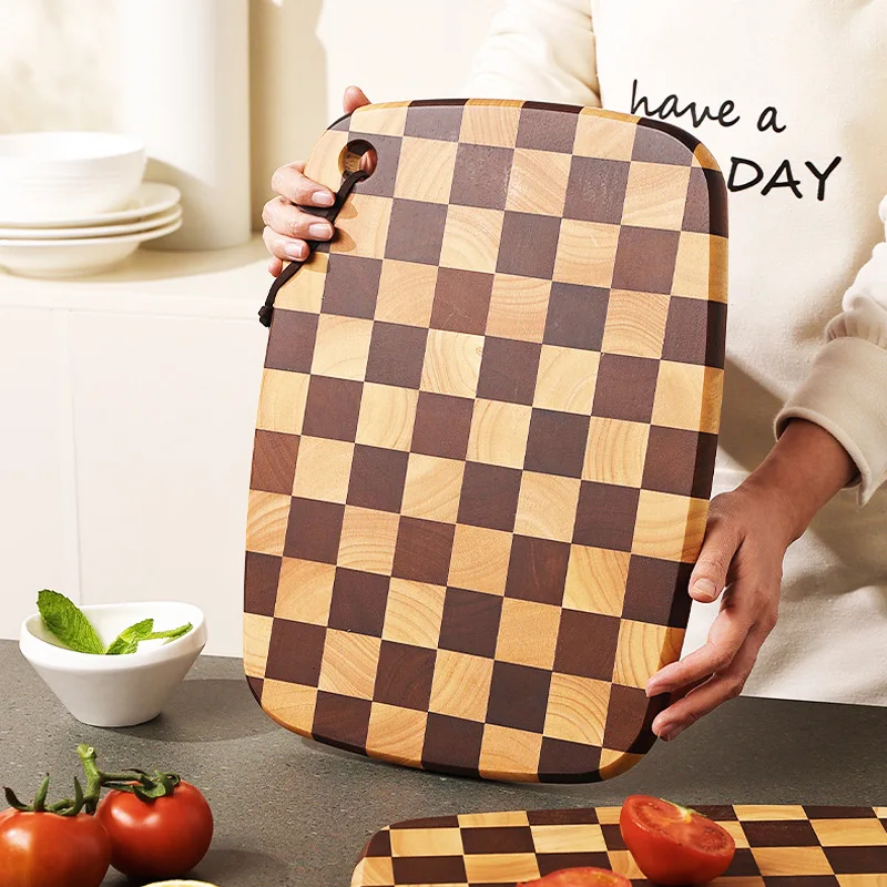 Solid Wood Cutting Board Acacia Wood Checkerboard Household Chopping Board Fruit Cutting Board Mold Proof and Non Cracking